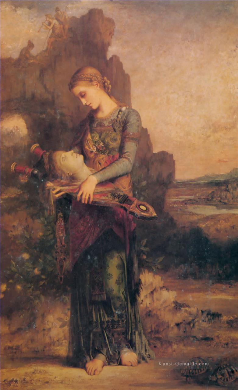 thrakischen Mädchen  die die Leiter des Orpheus auf seiner Leier 1865 Symbolik Gustave Moreau Ölgemälde